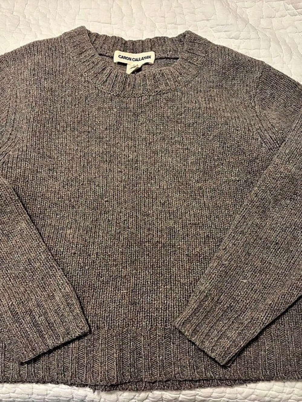 Caron Callahan Wool Crewneck Sweater in Gray Small Like New